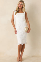 Feels Like Fate Ivory Lace Tie Strap Midi Dress