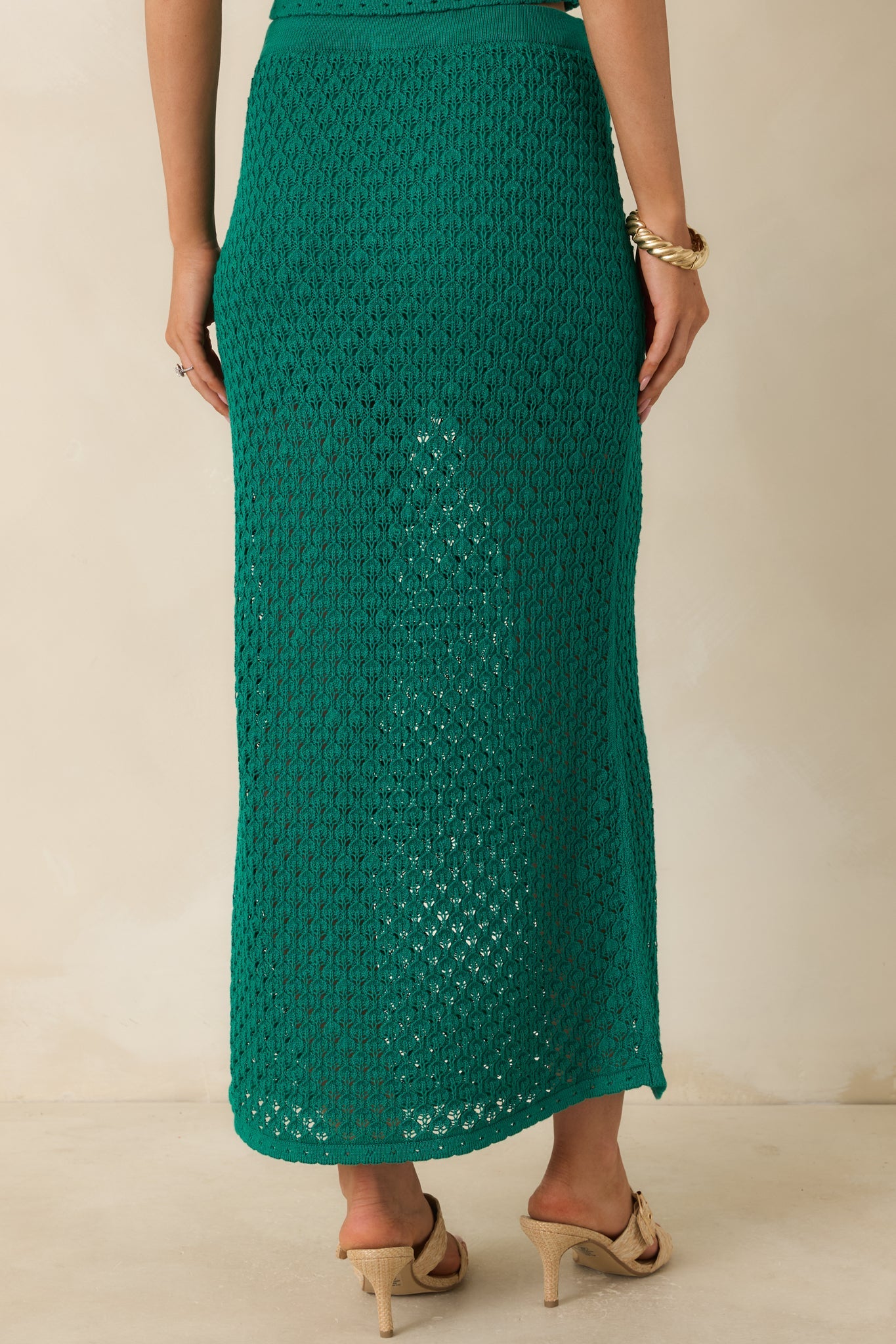 Z Supply Windswept Rainforest Green Crochet Maxi Skirt
