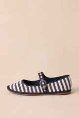 Saltwater Stroll Navy Stripe Mary Jane Flats