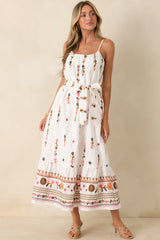 Sweet Talk & Sunshine Ivory Multi Floral Embroidered Maxi Dress