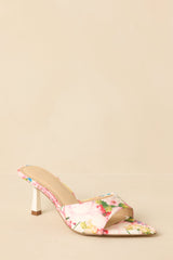 Great Expectations Pink Multi Floral Kitten Heel Mules