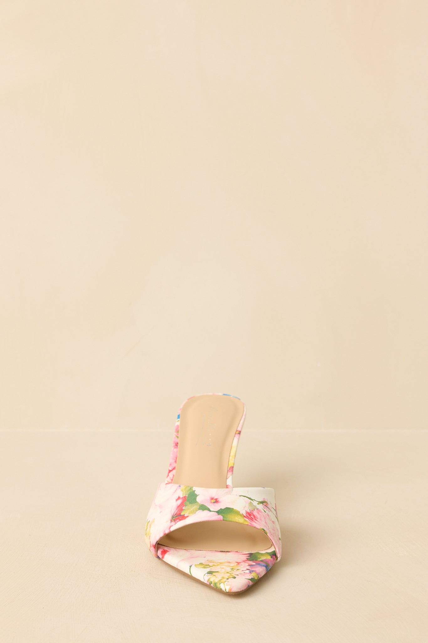 Great Expectations Pink Multi Floral Kitten Heel Mules