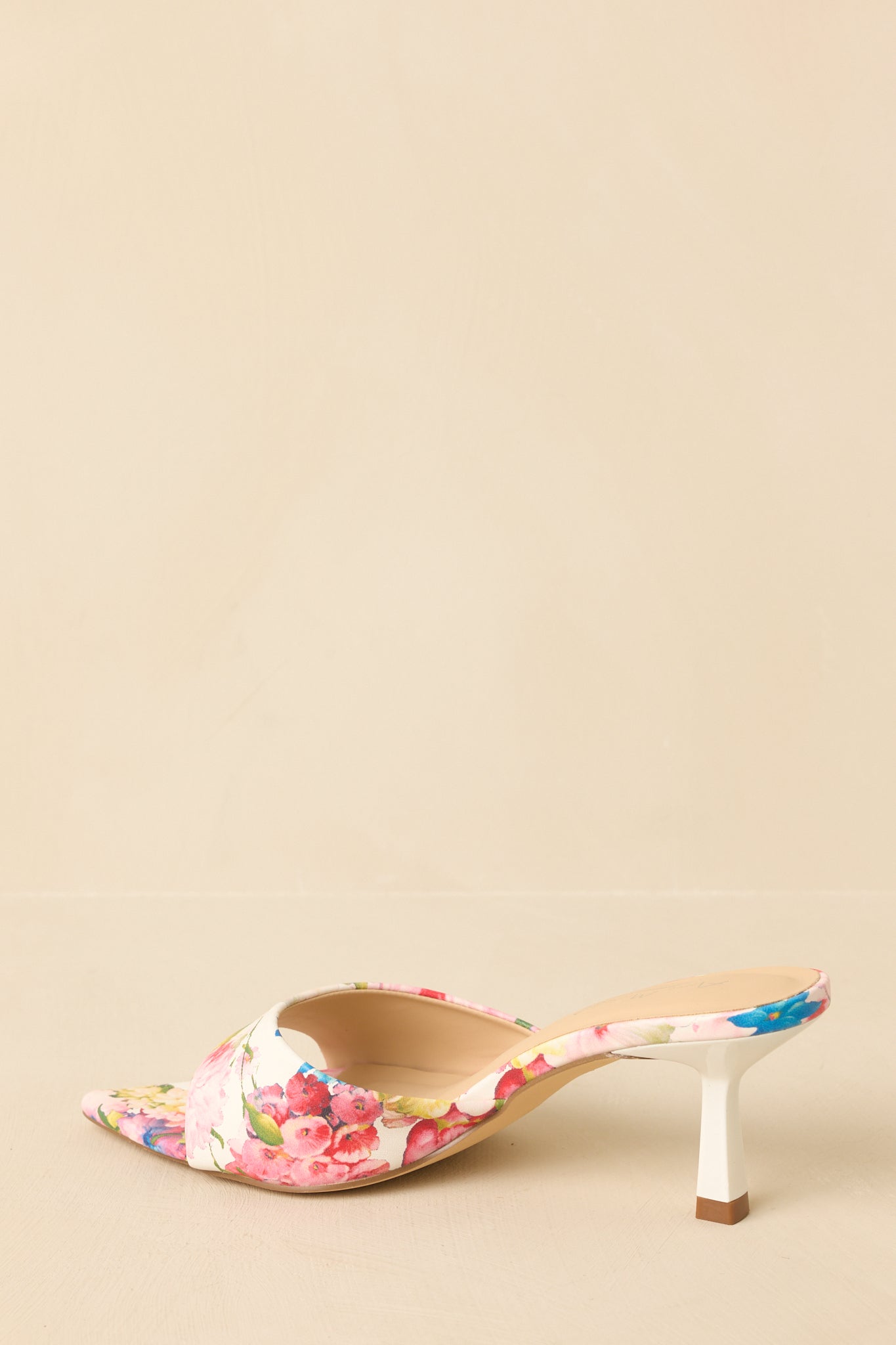Great Expectations Pink Multi Floral Kitten Heel Mules