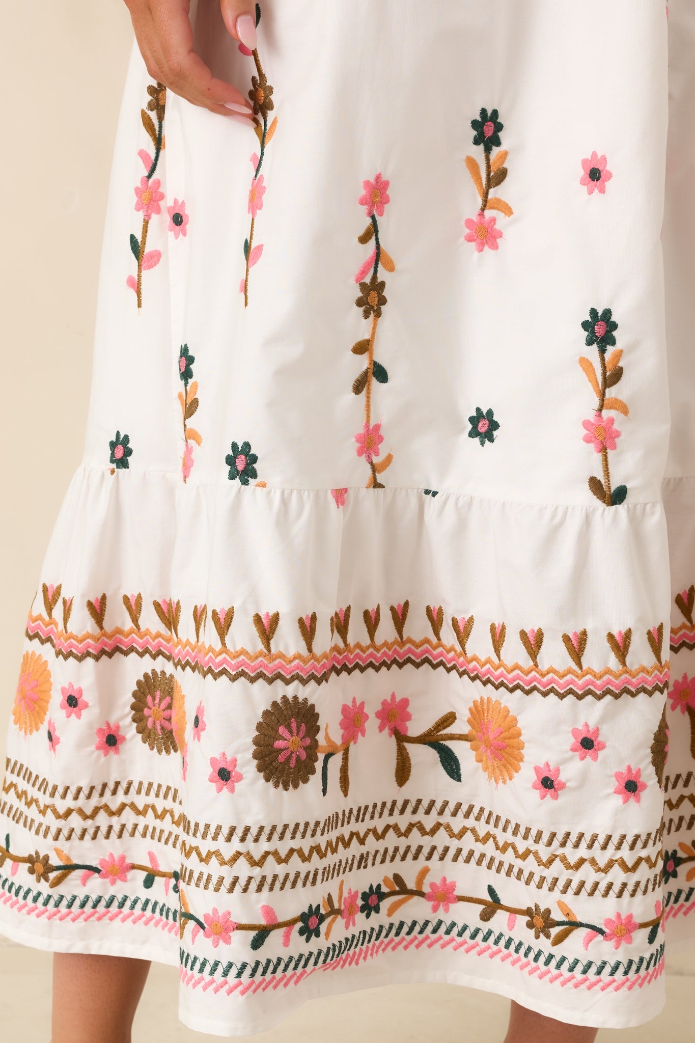 Sweet Talk & Sunshine Ivory Multi Floral Embroidered Maxi Dress