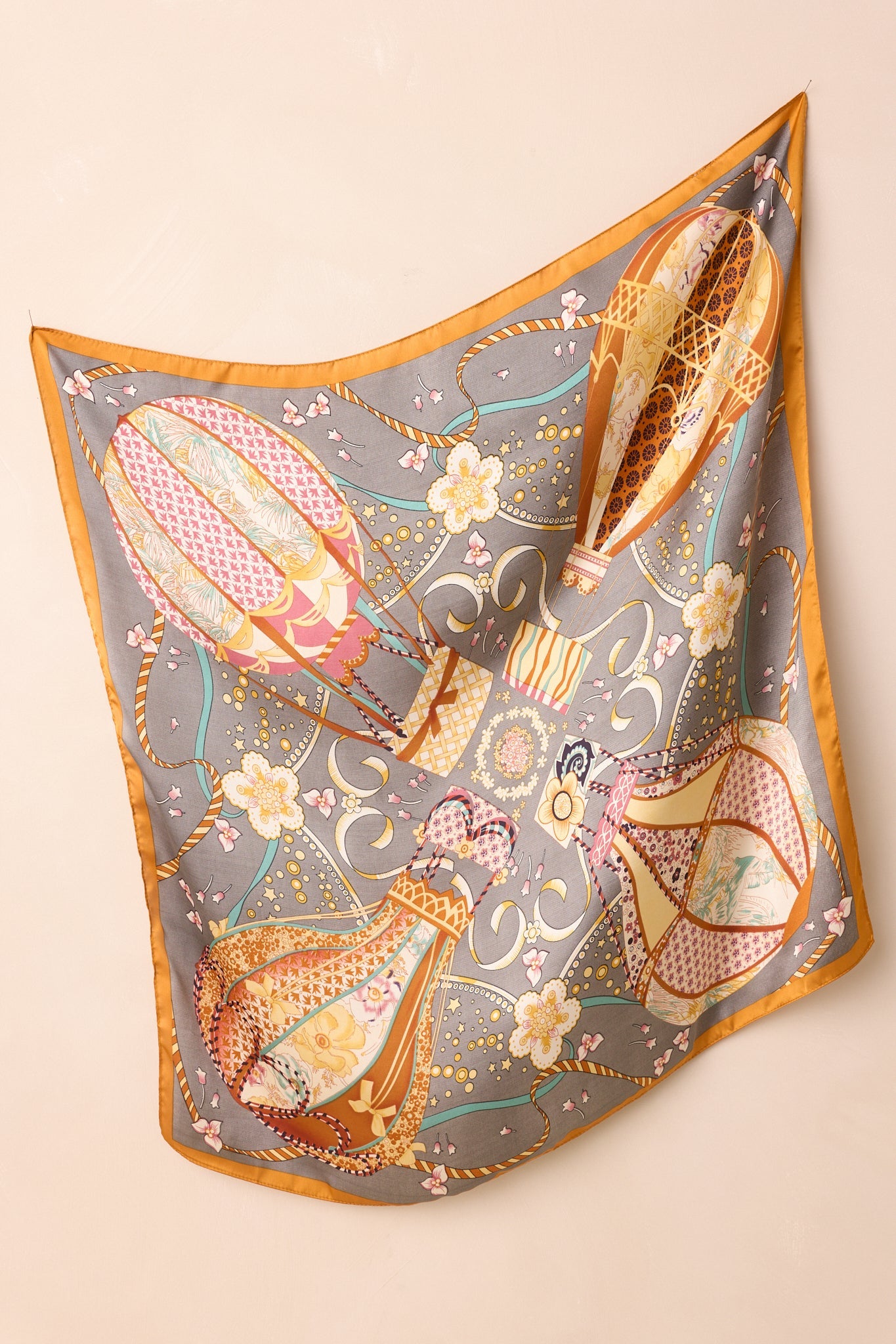 Little Too Late Slate Grey Multi Print Scarf