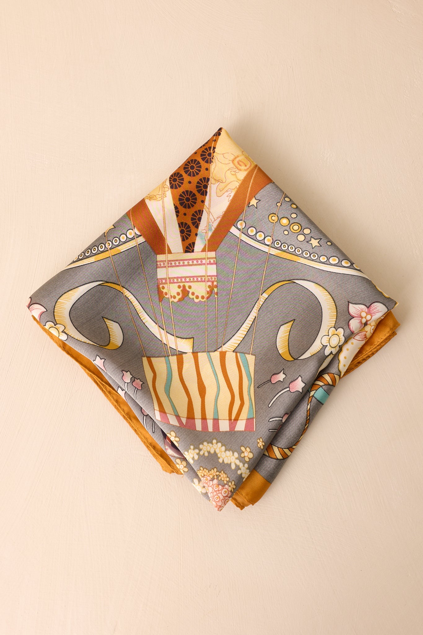 Little Too Late Slate Grey Multi Print Scarf