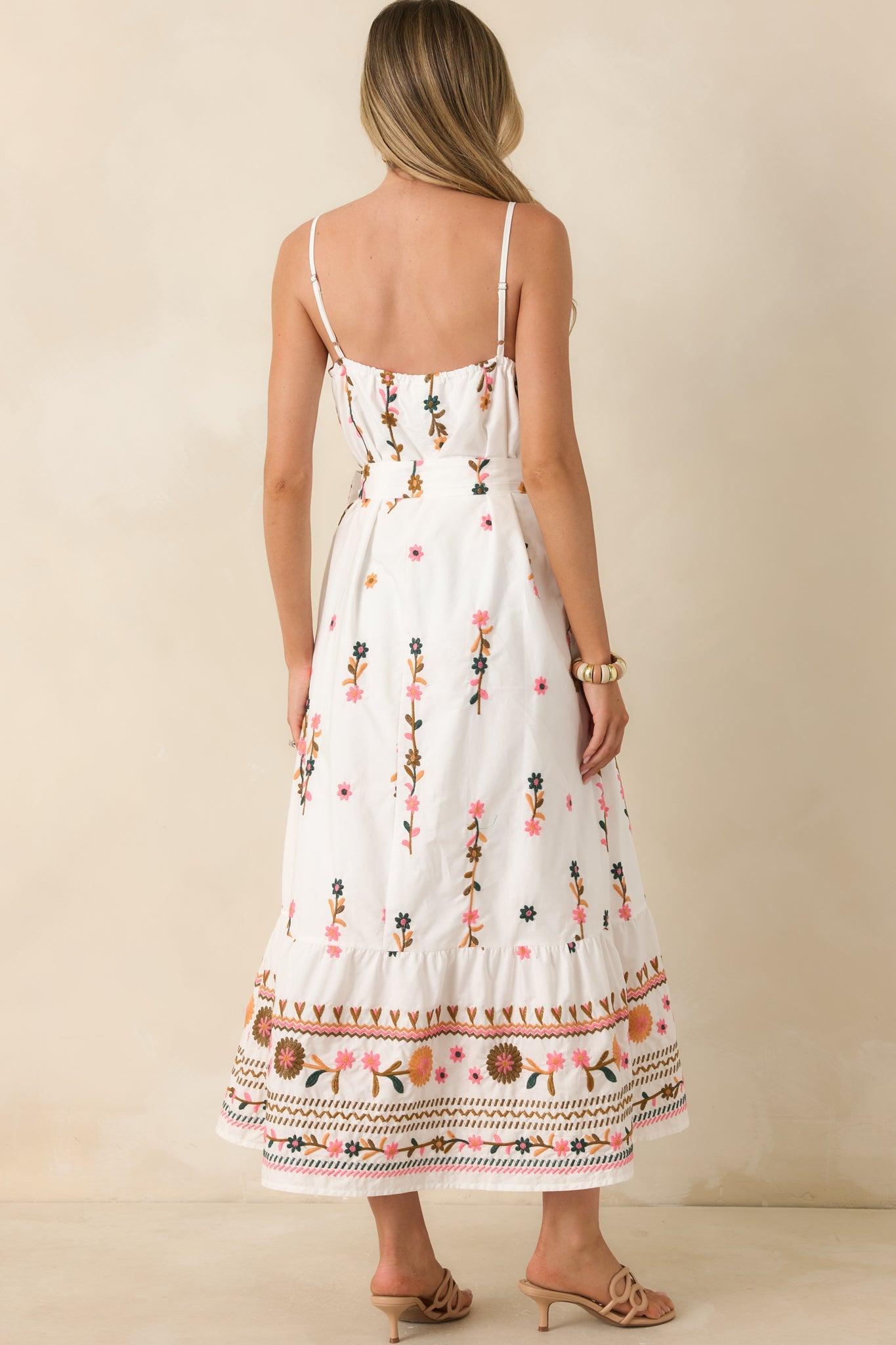 Sweet Talk & Sunshine Ivory Multi Floral Embroidered Maxi Dress
