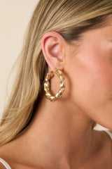 Twist of Fate Gold Sculptural Hoop Earrings