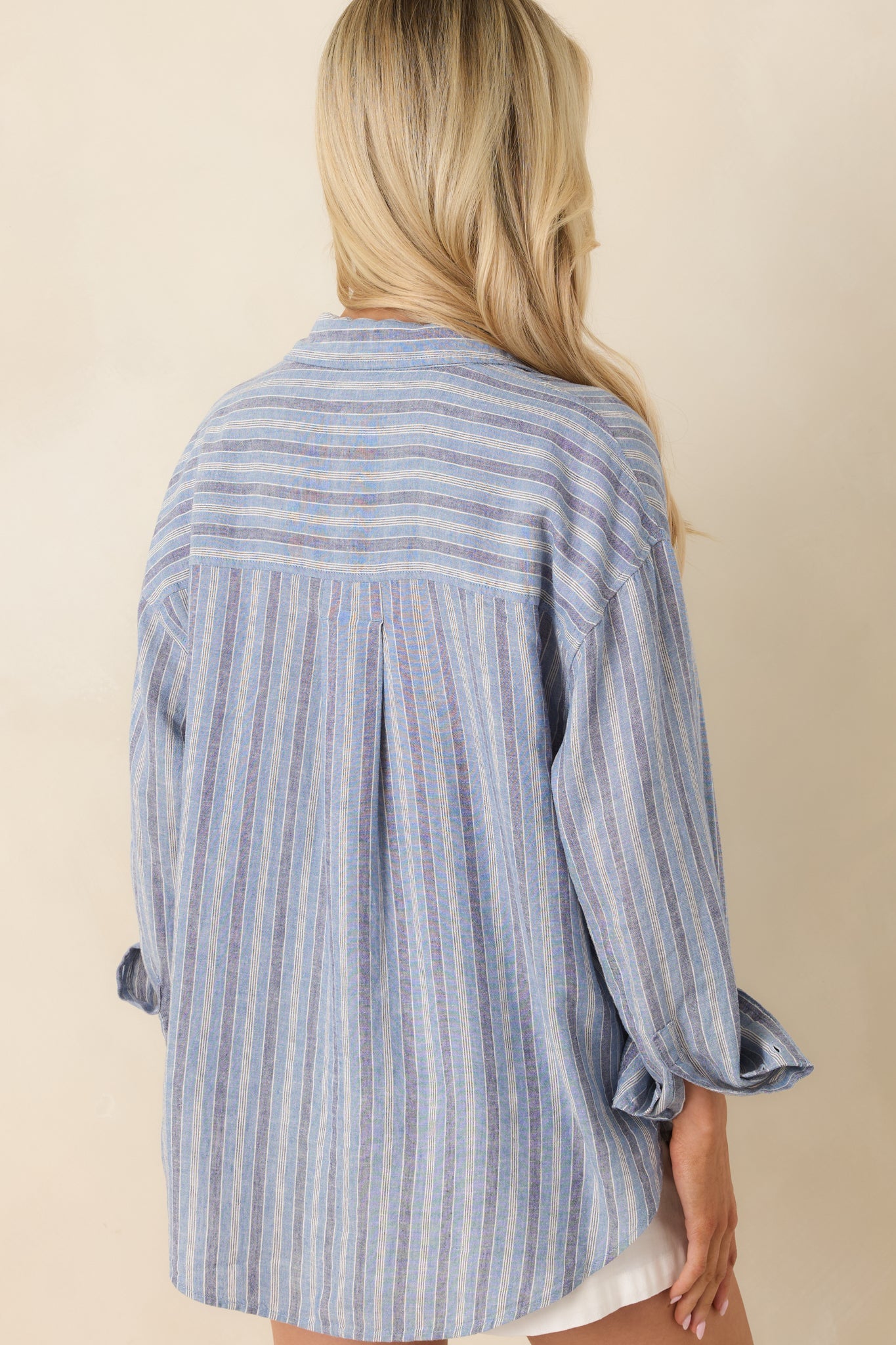Z Supply The Perfect Indigo Stripe Button Up Top