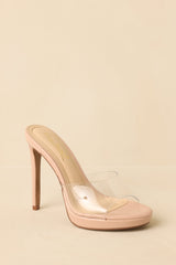 Couldn't Resist Beige Clear Stiletto Heels