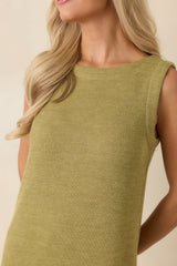 Soft Horizons Olive Green Rib Knit Button Back Midi Dress
