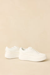 Step Into It White Textured Knit Platform Sneakers