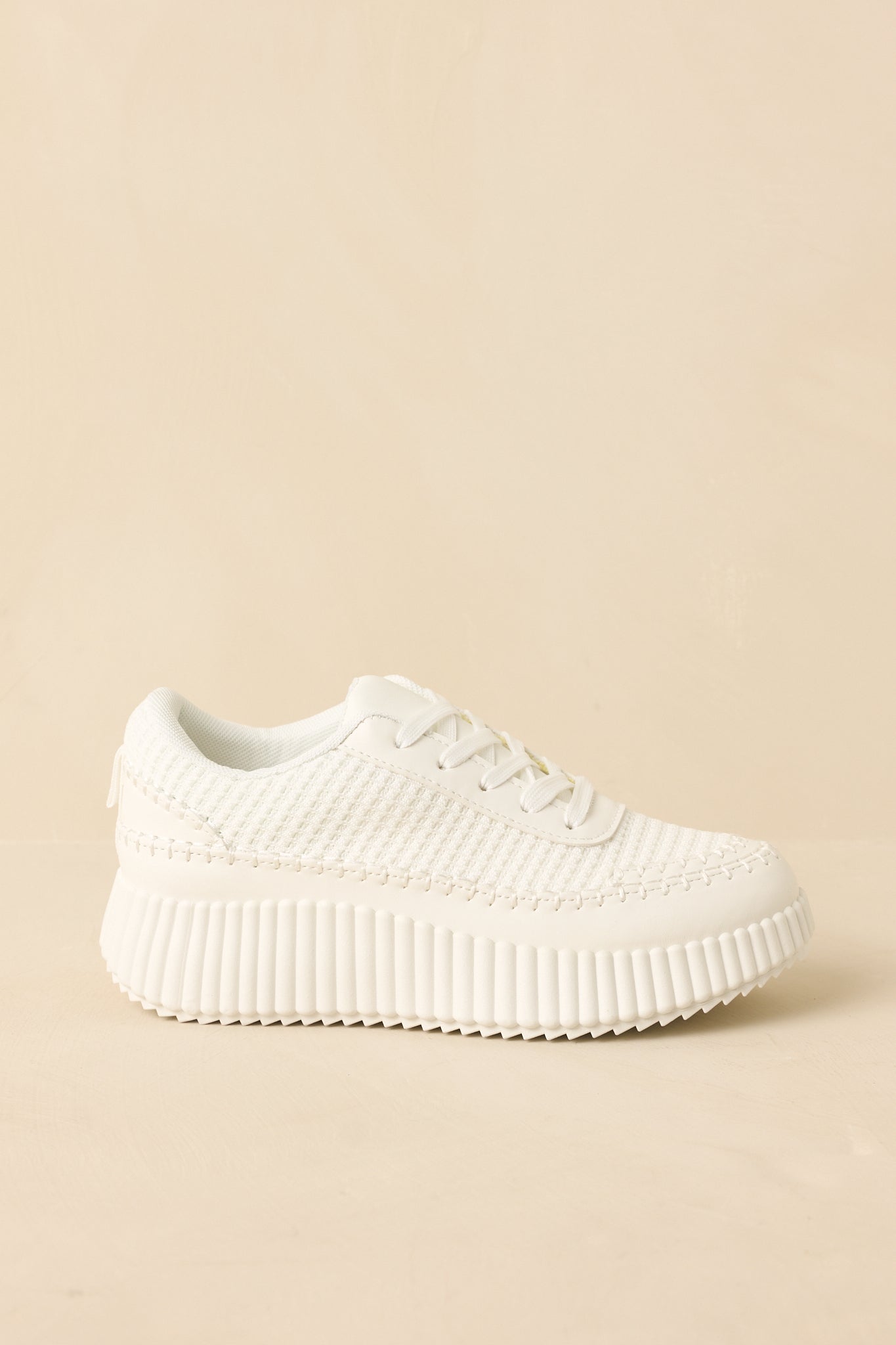 Step Into It White Textured Knit Platform Sneakers