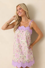 Soft Moments Lavender Floral Scalloped Cotton Mini Dress