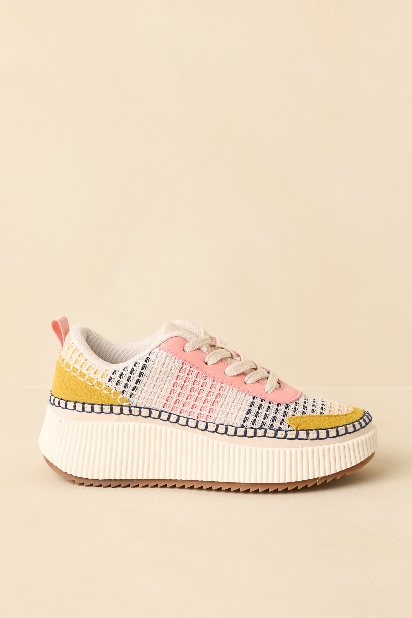 Right on Track Pink Multi Knit Platform Sneakers