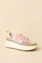 Right on Track Pink Multi Knit Platform Sneakers