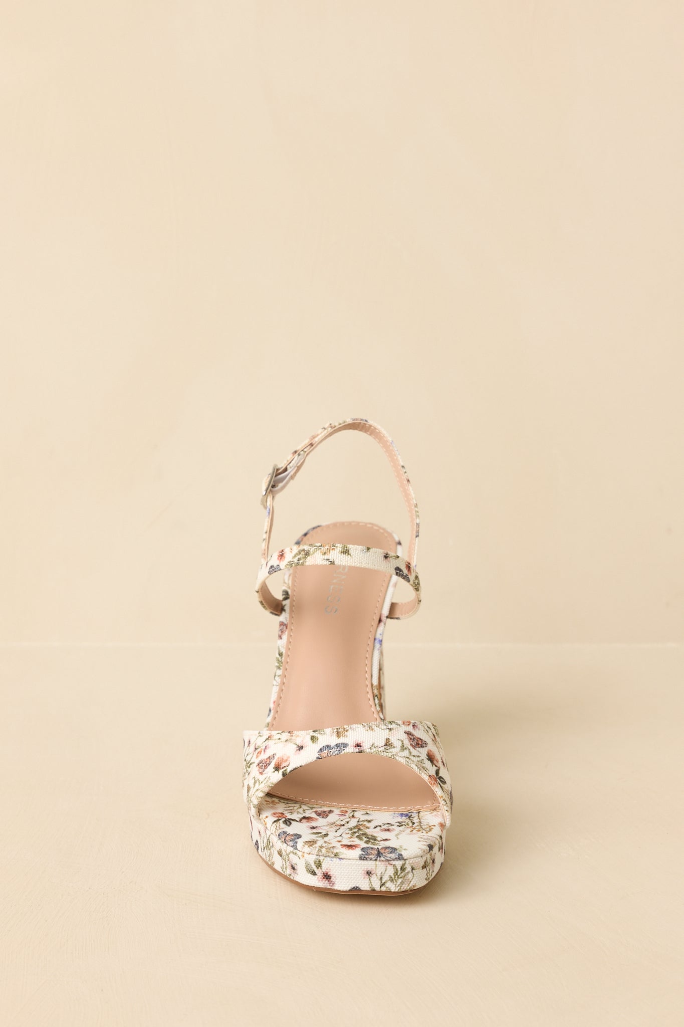 Bloom Where You Are Ivory Multi Floral Platform Block Heel Sandals