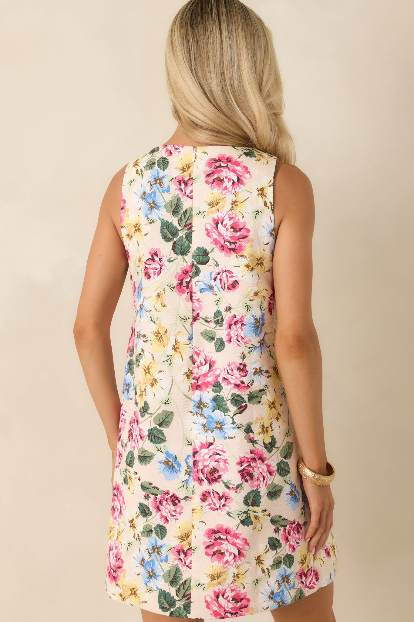 Bouquet of Joy Ivory Multi Cotton Floral Mini Dress