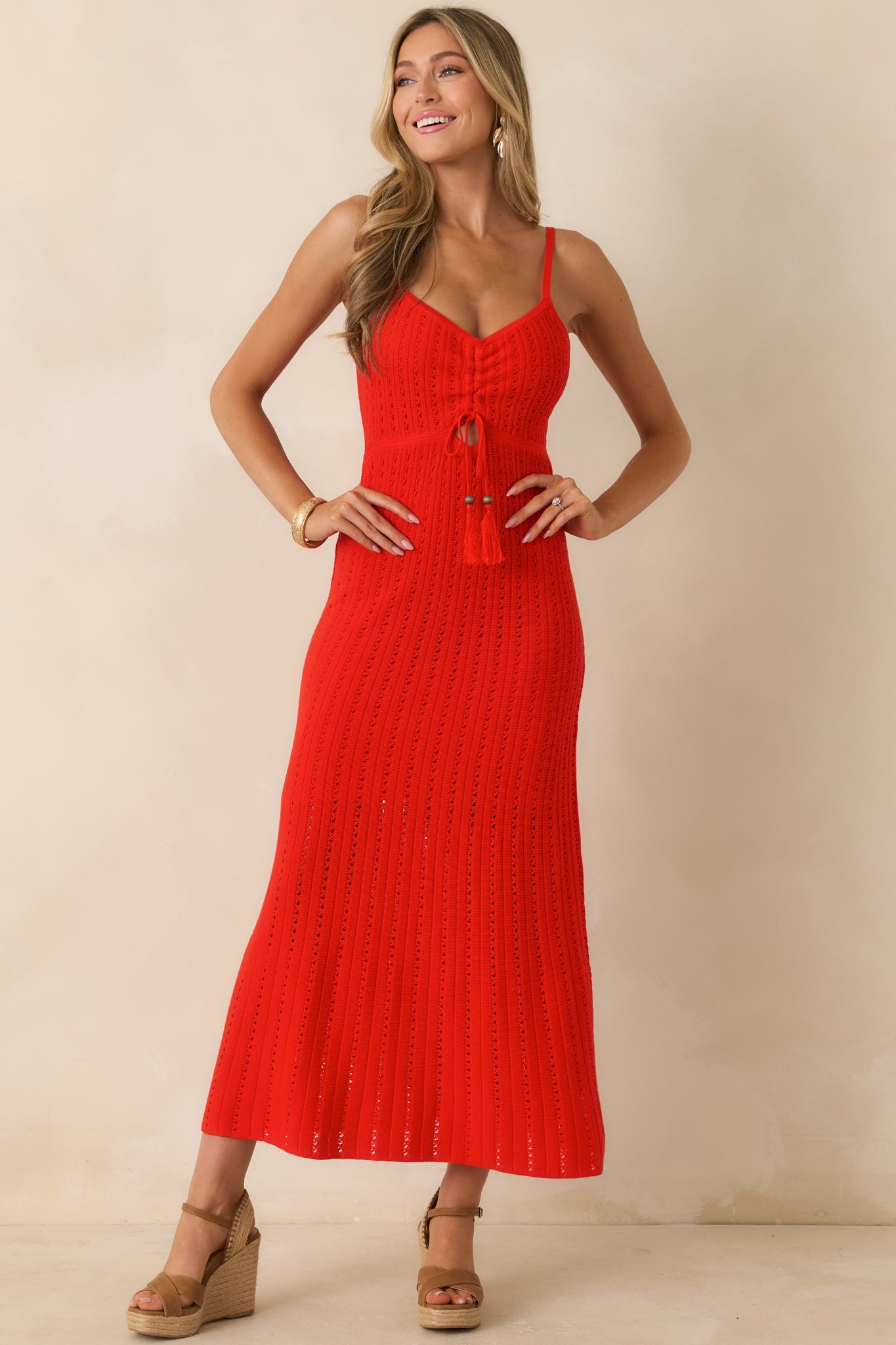 Z Supply Sundra Poppy Red Crochet Maxi Dress