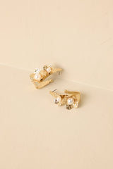 Golden Petals Gold & Pearl Sculpted Floral Hoop Earrings