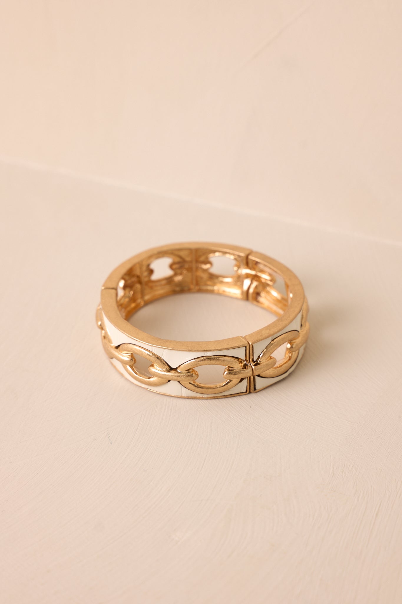Shifting Stars Gold & Ivory Faux Leather Link Bracelet
