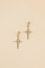 Reaching For the Stars Gold & Pearl Drop Earrings