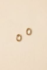 Chosen with Care Gold Textured Oval Stud Earrings