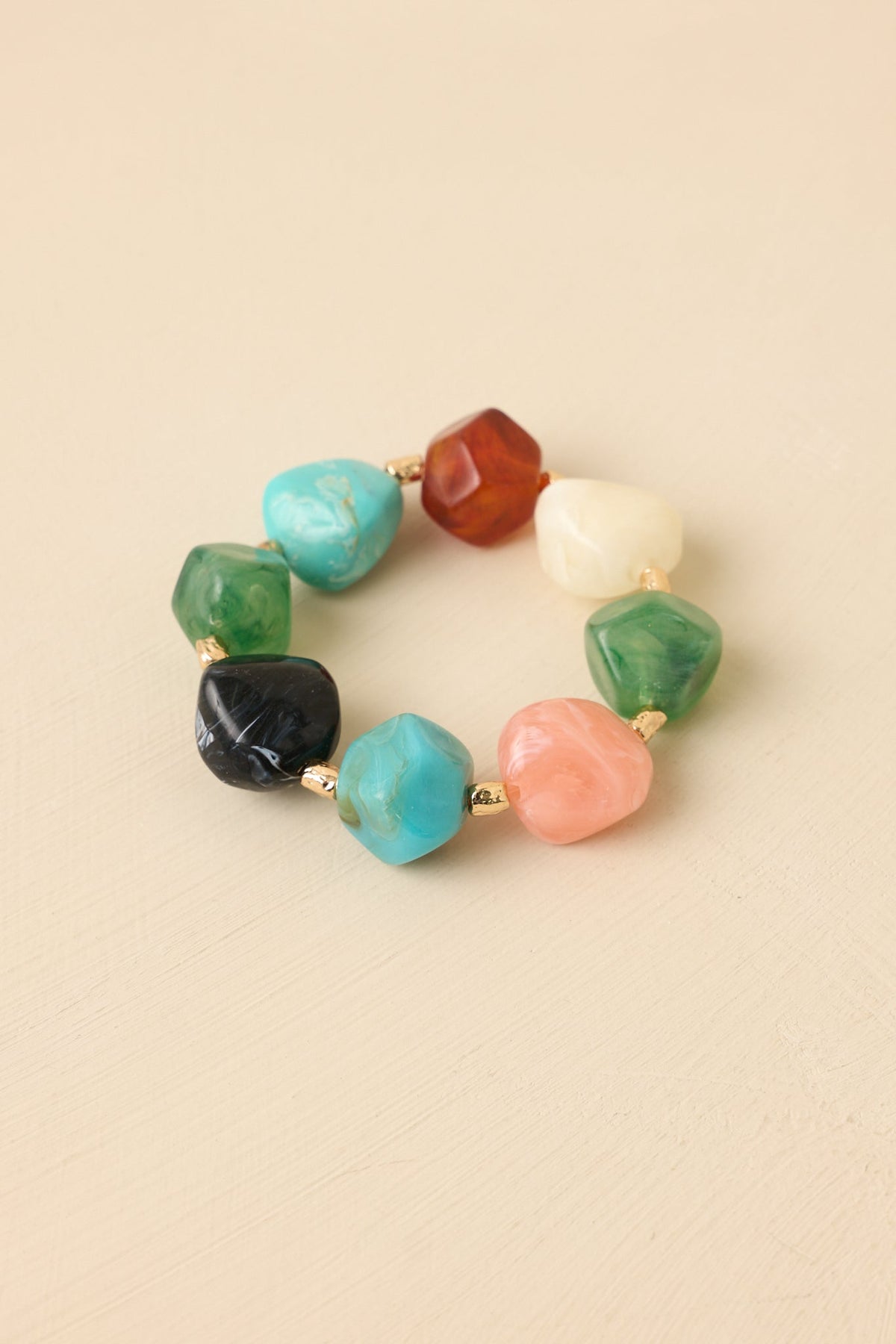 Color Theory Multi Mixed Gem Stretch Statement Bracelet