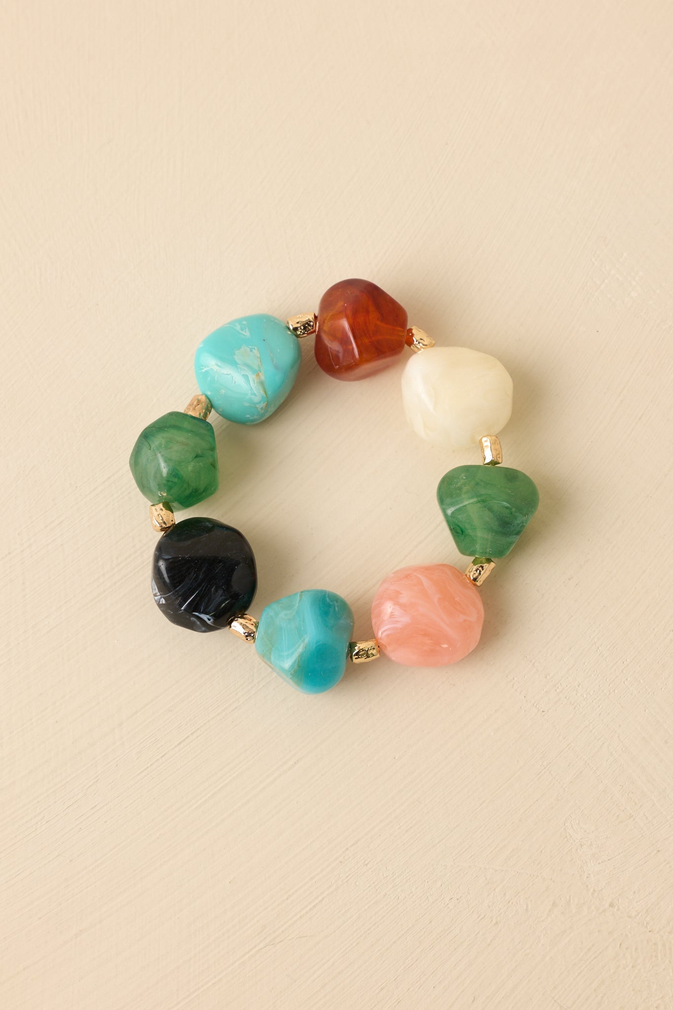 Color Theory Multi Mixed Gem Stretch Statement Bracelet