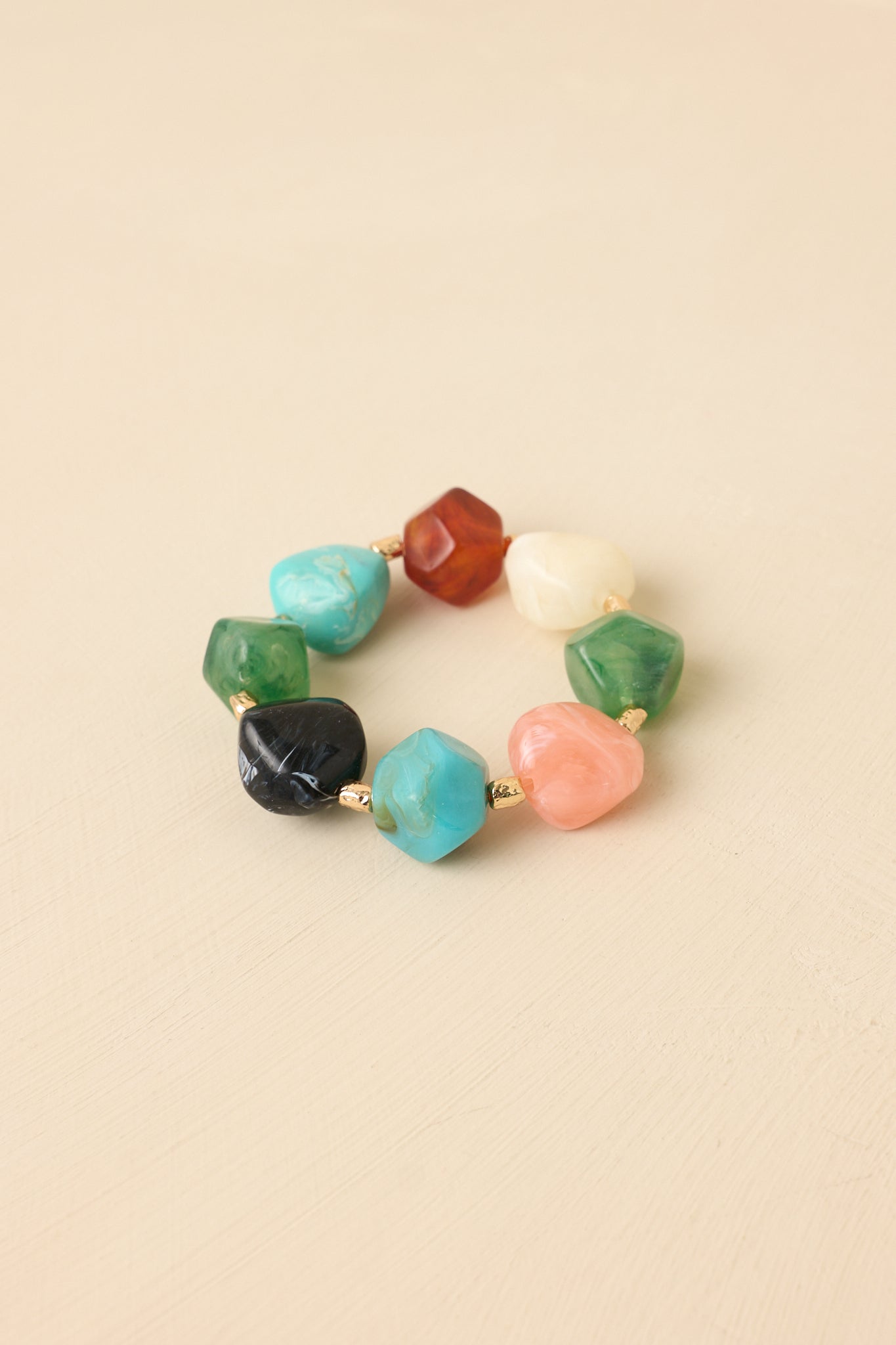 Color Theory Multi Mixed Gem Stretch Statement Bracelet