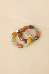 Sunlit Pathways Gold Multi Beaded Stretch Bracelet Set