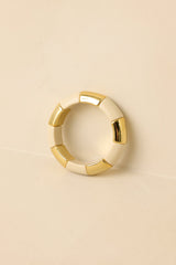In Good Light Ivory & Gold Beaded Statement Bracelet