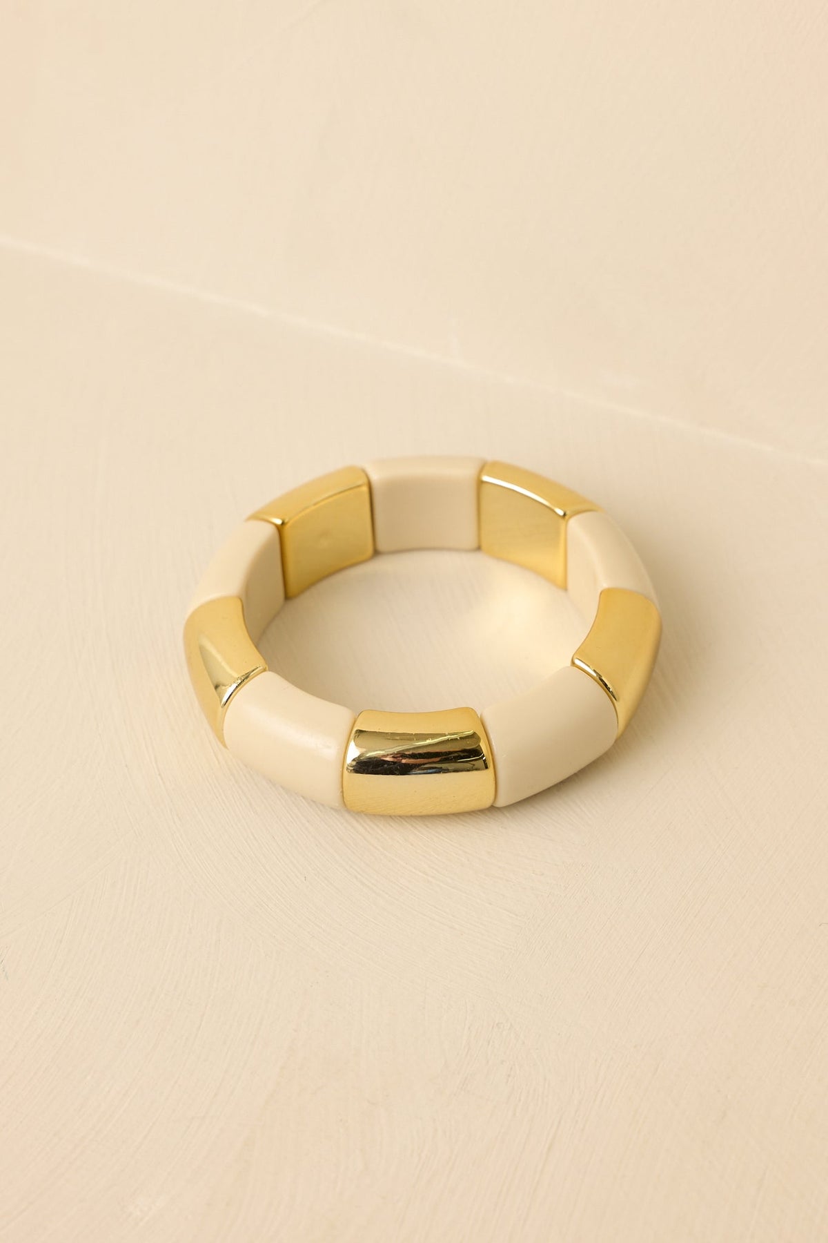 In Good Light Ivory & Gold Beaded Statement Bracelet