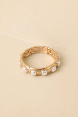 Rosy Reflections Pearl & Gold Stretch Bracelet