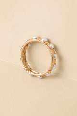 Rosy Reflections Pearl & Gold Stretch Bracelet