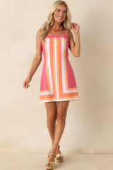 Sunset Spritz Pink & Orange Stripe Mini Dress
