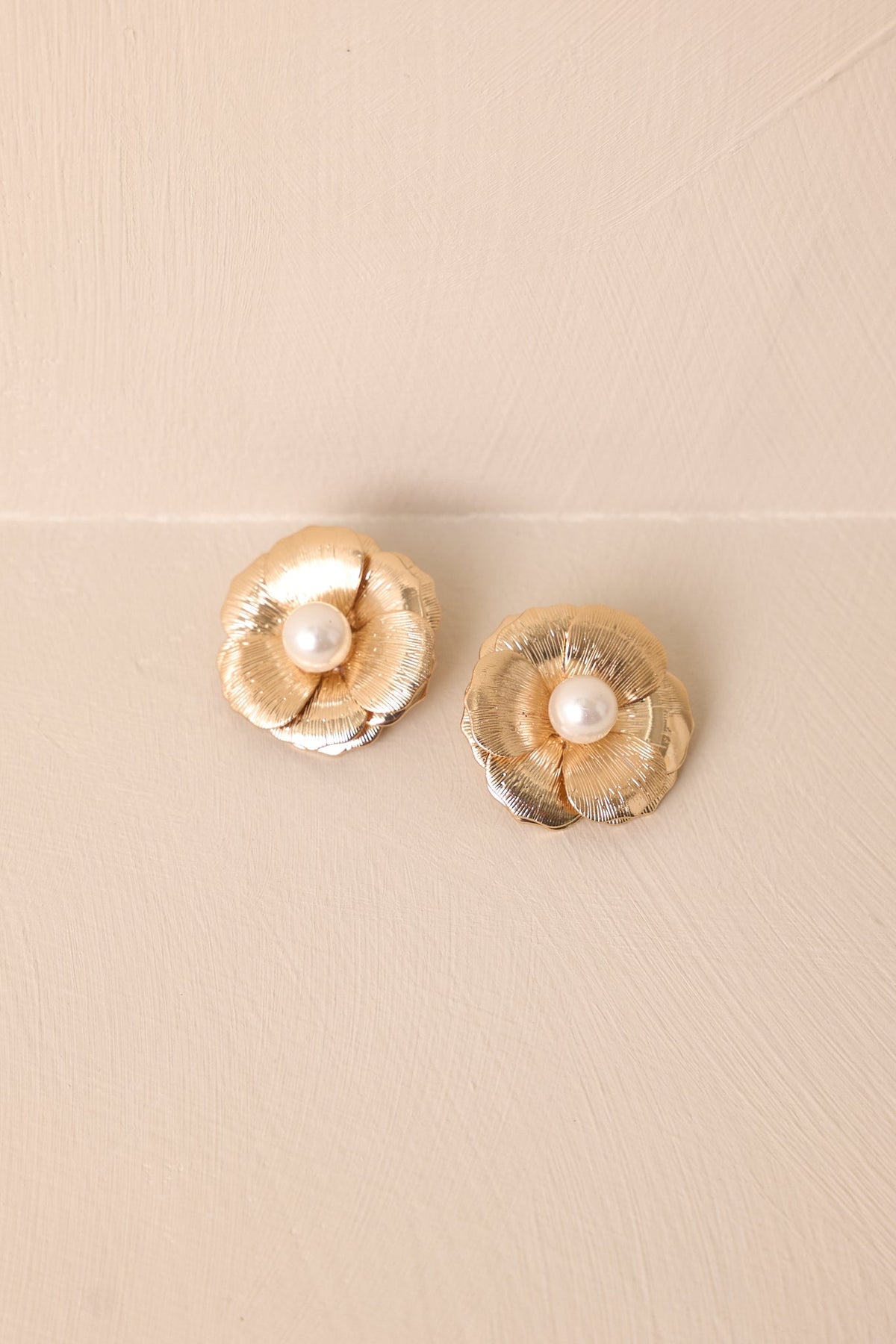 First Date Gold & Ivory Pearl Flower Earrings