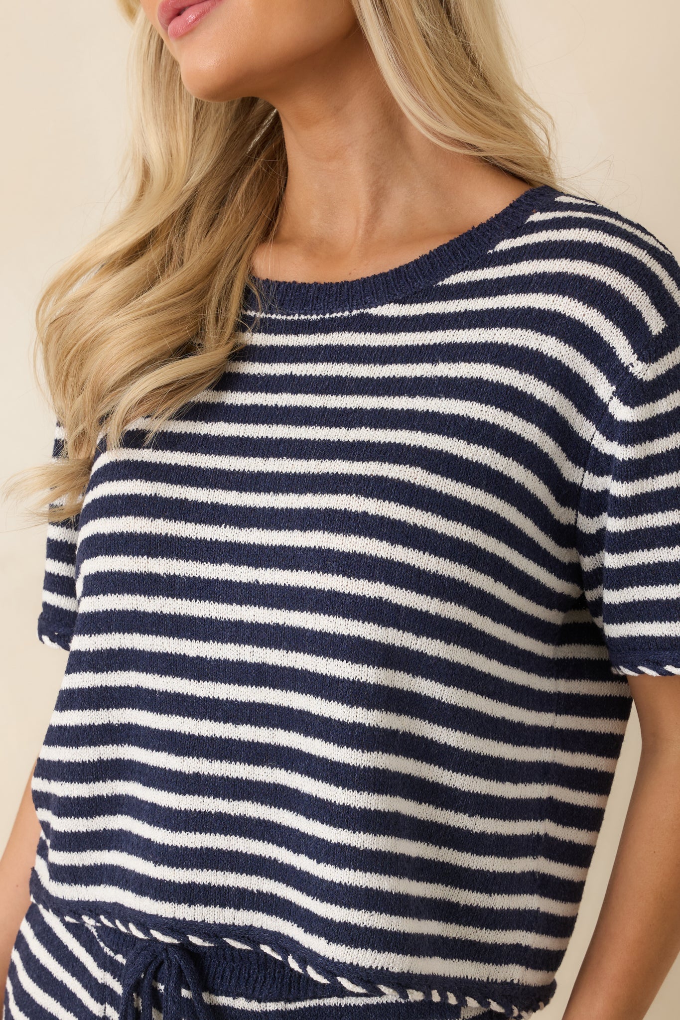 Z Supply Patton Navy Blue Stripe French Terry Sweater Top