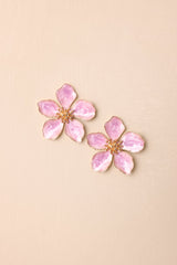 Rooftop Garden Lavender Pearlescent Flower Earrings