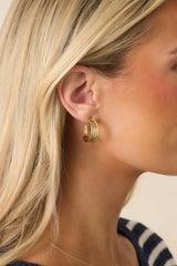 Stolen Glances Gold Hammered Hoop Earrings