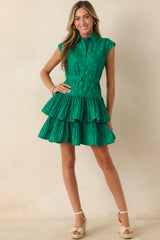 The Way You Smile Green & Blue Polka Dot Tiered Ruffle Mini Dress