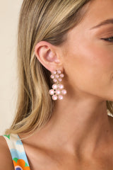 Sweet Pea Pink Floral Statement Drop Earrings