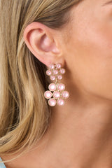 Sweet Pea Pink Floral Statement Drop Earrings