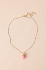 Farmers' Market Charm Pink Strawberry Necklace