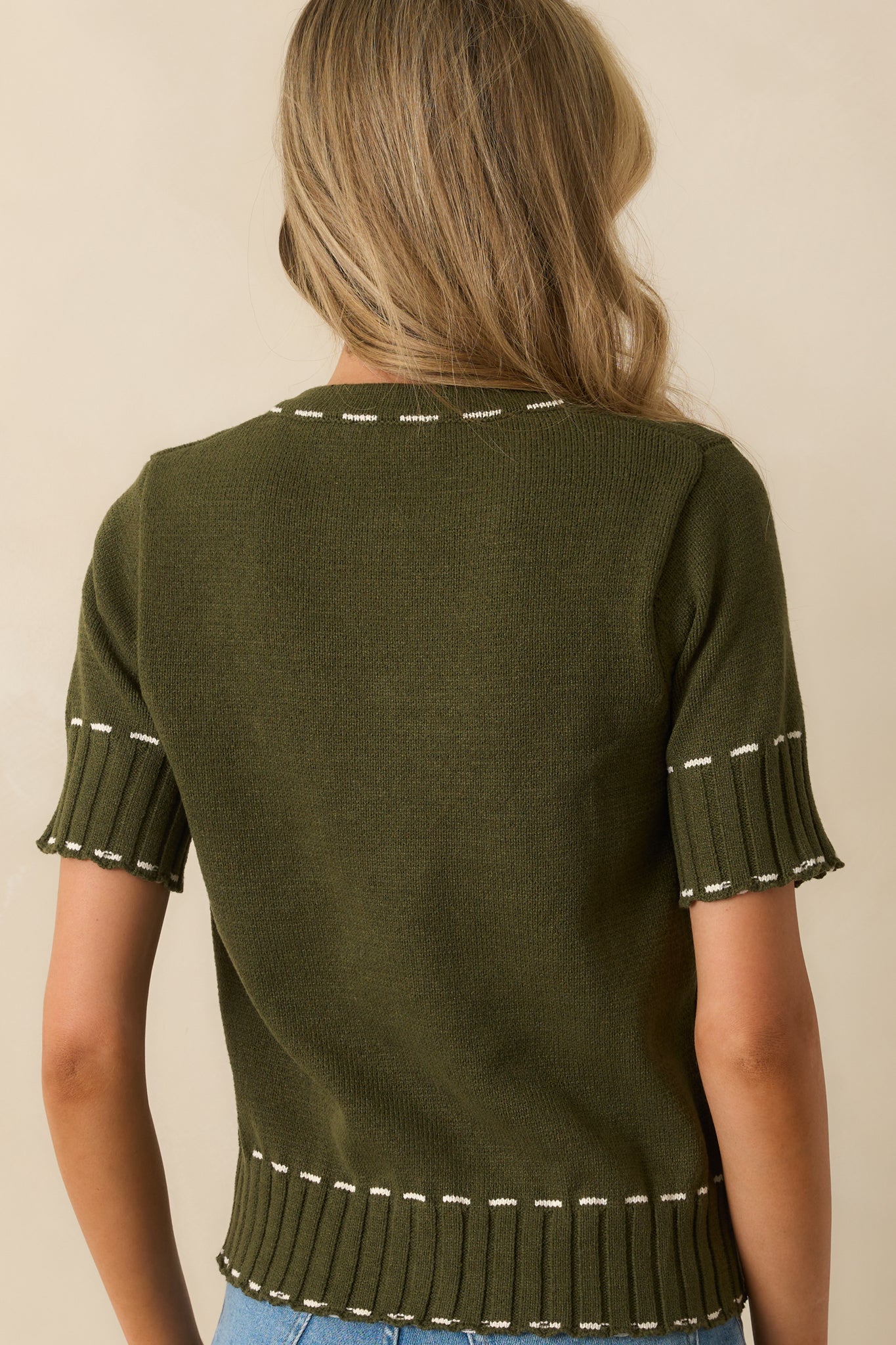 An Everyday Thing Olive Green Knit Short Sleeve Cardigan