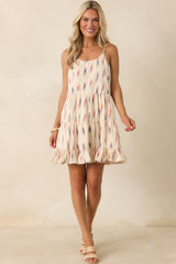 Painted Desert Ivory Multi Print Cotton Tiered Mini Dress