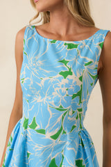 What A Delight Blue Floral Cotton Midi Dress