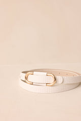 Keep It Together White Faux Leather Anchor Belt
