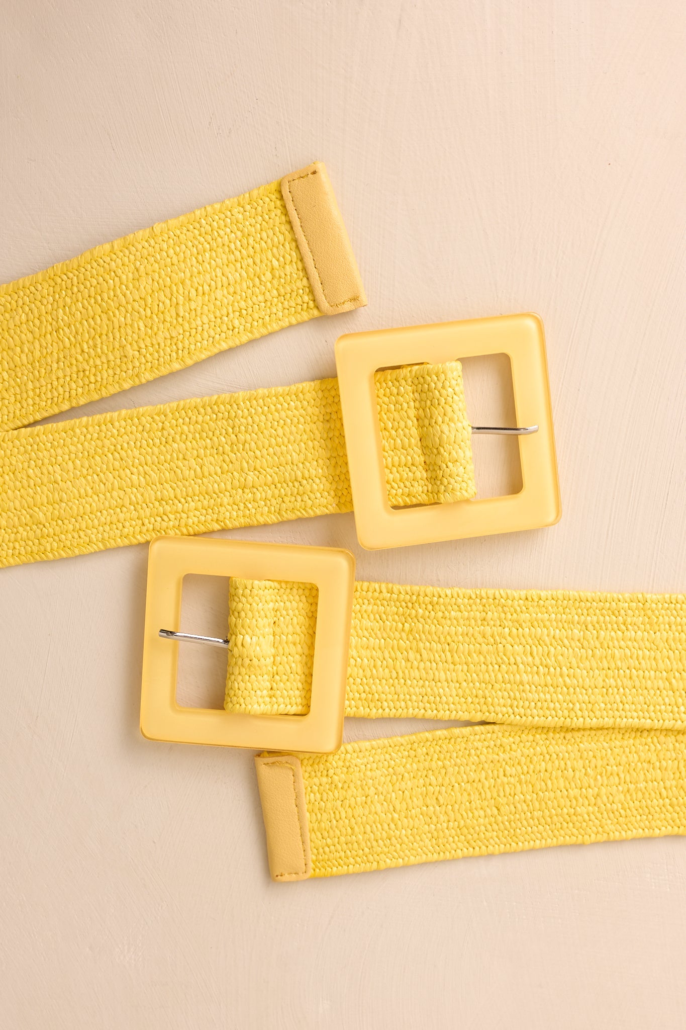 Everything Falls Into Place Yellow Woven Straw Belt