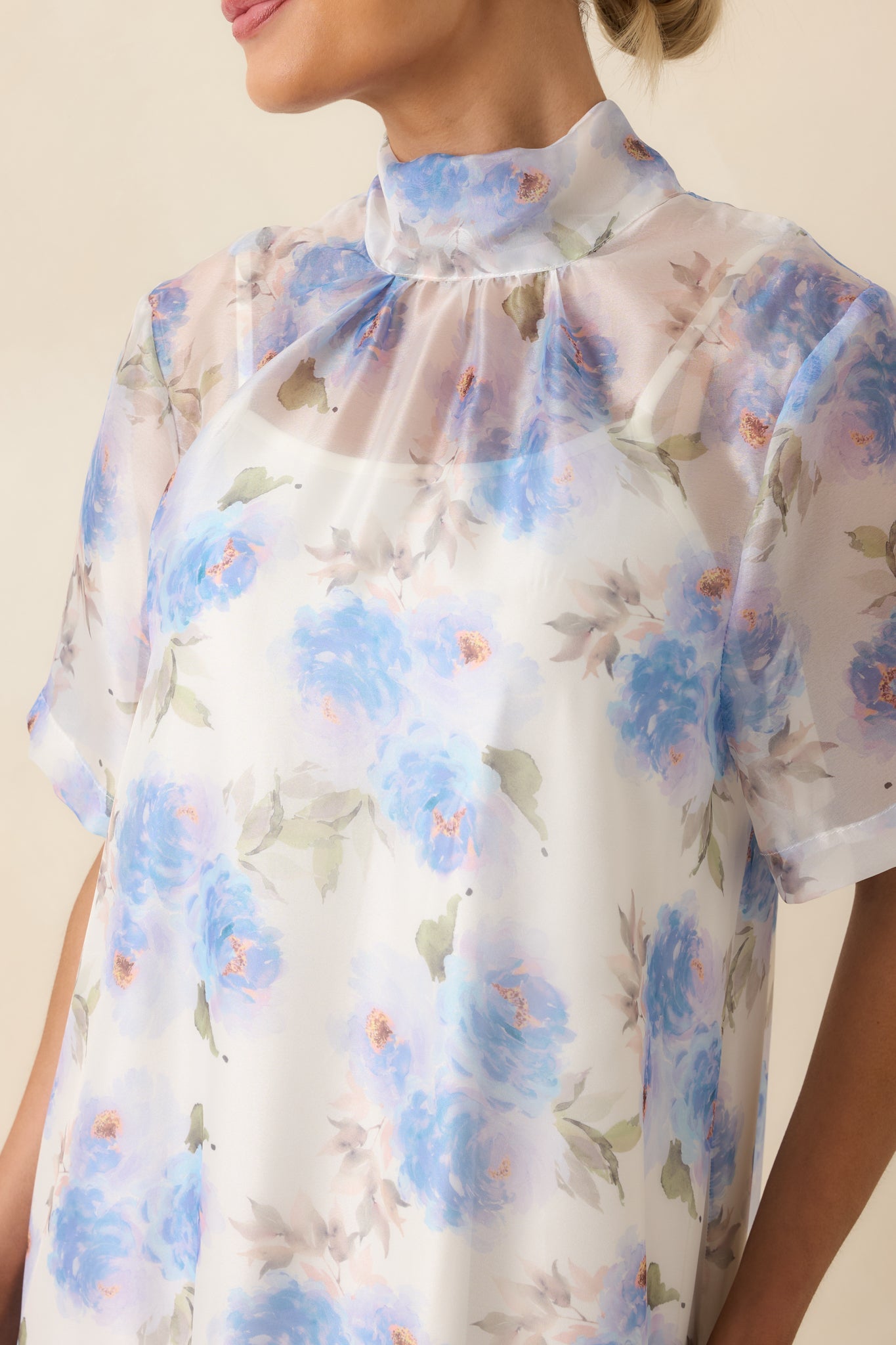 Watercolor Wishes Blue Multi Floral Tiered Maxi Dress